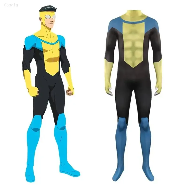 Cosqin Invincible Mark Grayson Cosplay Fantasia Costume Zentai Jumpsuit for Adult Men Outfits Disguise Halloween Carnival Party