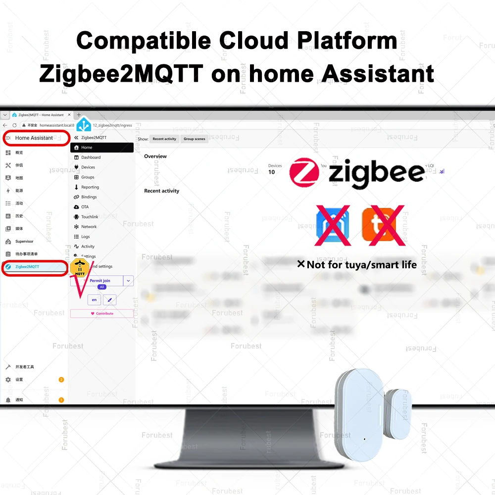 Zigbee Door Sensor Window Contact Open Close Detector With Luminosity/Vibration Detection APP Control For Alexa Google Home Z2M