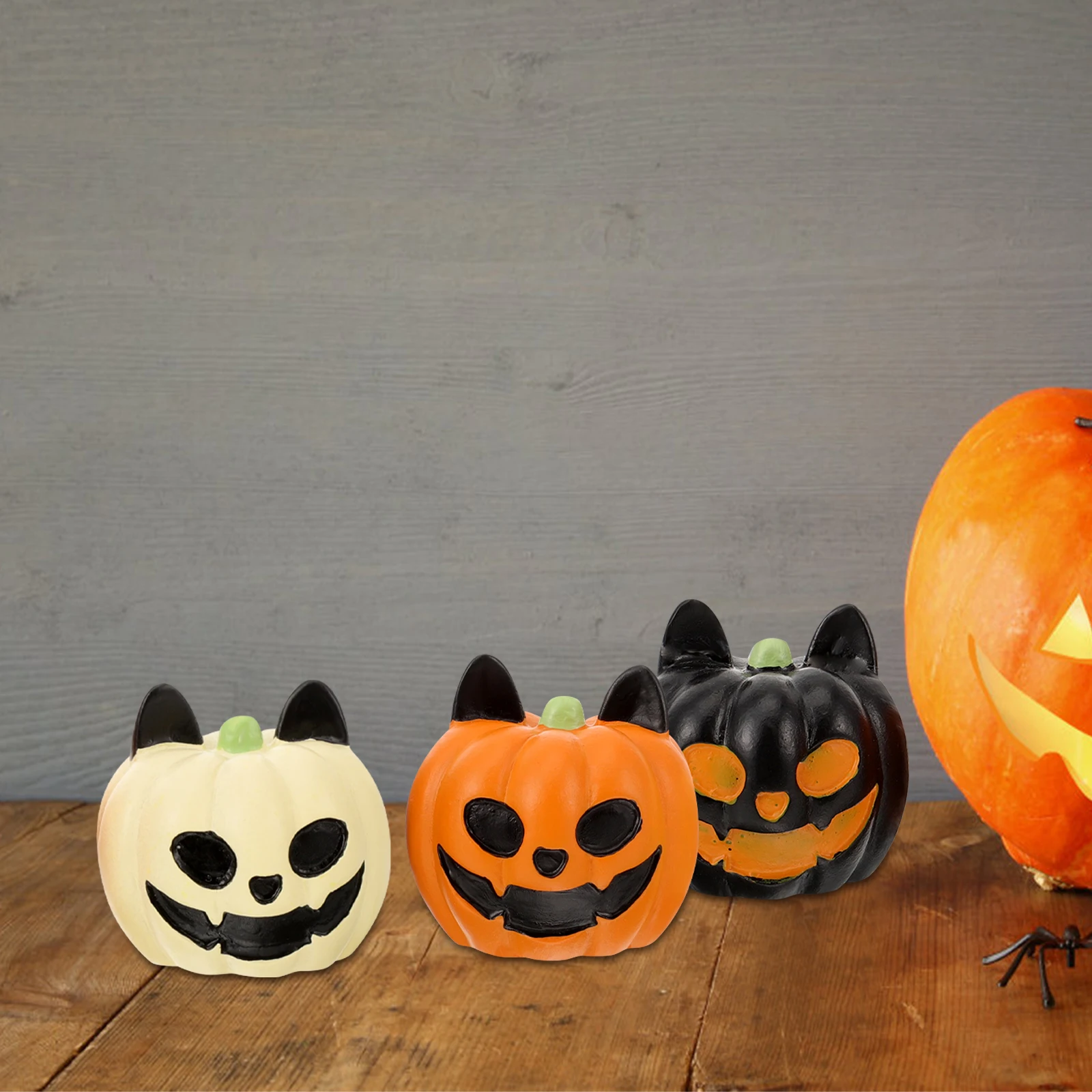 

3 Pcs Pumpkin Jewelry Figurine Halloween Table Centerpiece Fish Tank Ornament Pumpkins for Decorating