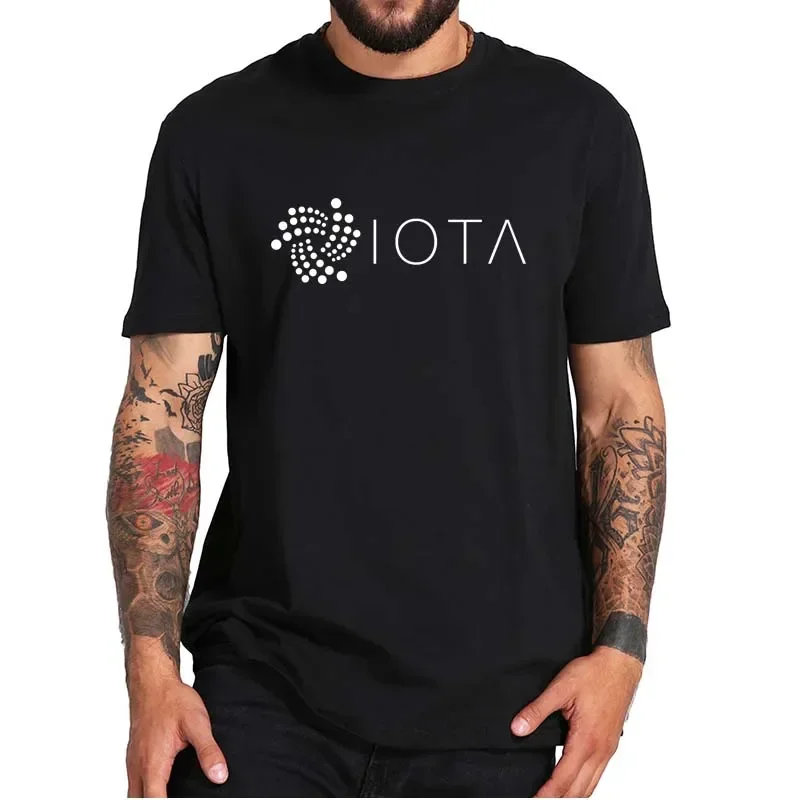 Cryptocurrency Logo Classic Men's Short Sleeved Tee Tops For Traders Investors 100% Cotton IOTA MIOTA Crypto Coin T-Shirt