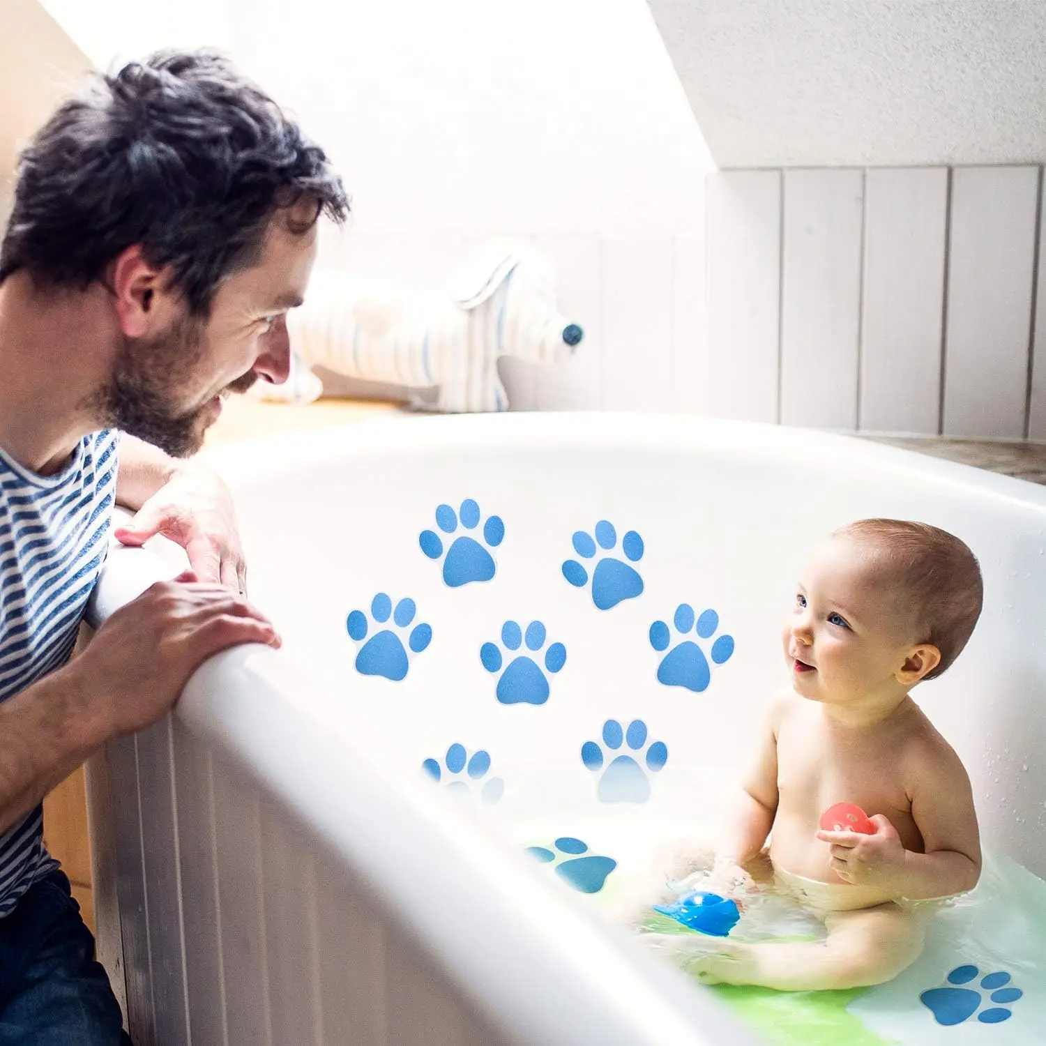 Dog Footprint Non Slip Bathtub Sticker with Scraper Anti Slip Shower Sticker Safety Decal for Bath Tub Shower Floor Pool Stairs