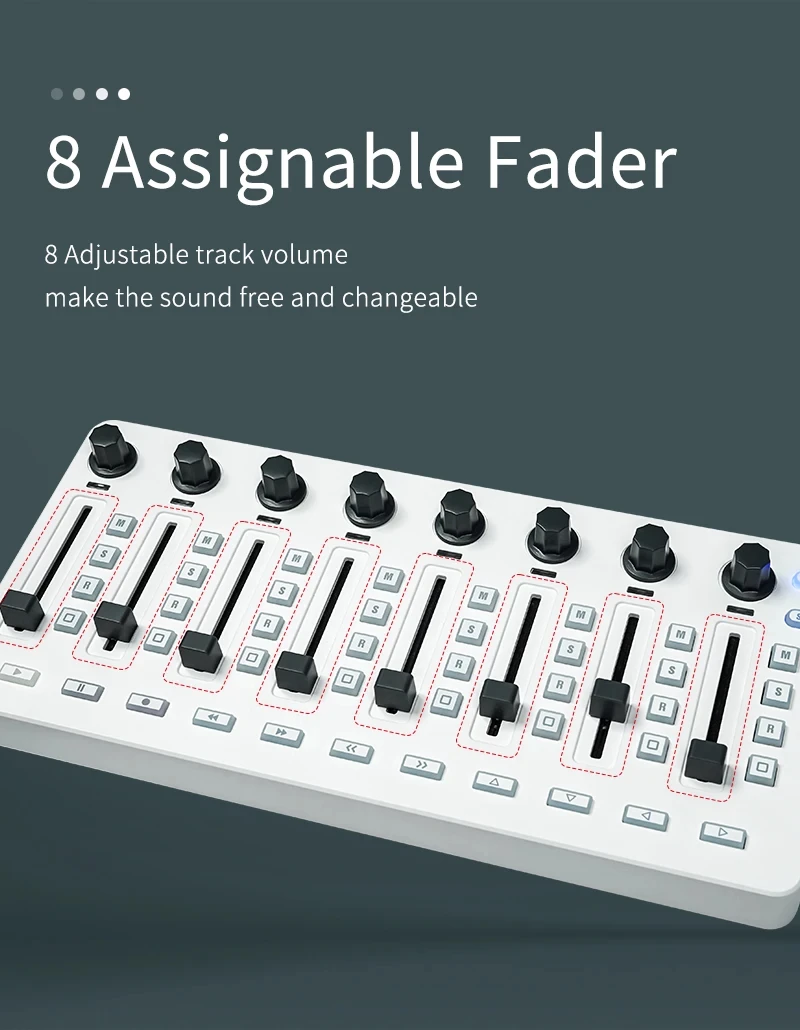 وحدة تحكم MIDI لاسلكية M-VAVE SMC-Mixer، 43 زرًا و8 خافتًا 8 مقابض، وحدة تحكم DAW المحمولة لاستوديو Ableton/FL/Cubase #6
