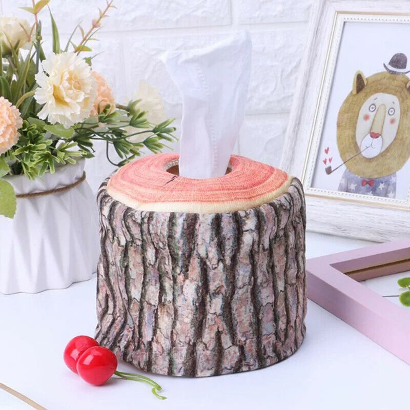 1pc Creative Imitation Tree Bark Tissue Box Napkin Holder Case Paper Cover 13 X 11cm Home Kitchen Practical Decor Accessory