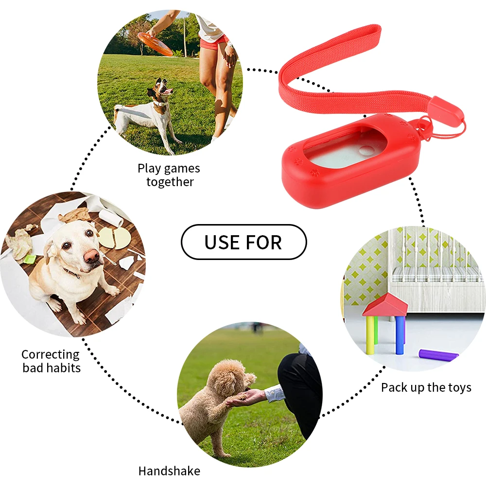 MASBRILL Dog Training Clicker Plastic New Dogs Click Trainer Aid Too Adjustable Wrist Strap Sound Key Chain Dog Supplies for Cat