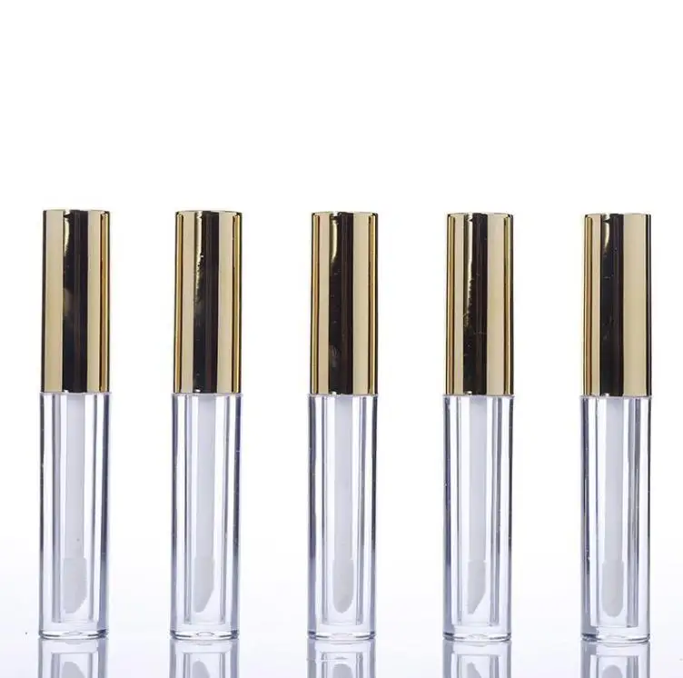 Wholesale 10ML Mini round lip gloss tube cosmetic package lip gloss bottle empty container with gold cap SN1803