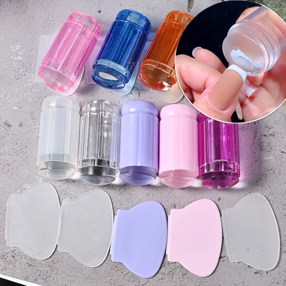 1Pcs Nail Art Transparent Silicone Stamper 50-kinds Acrylic Kit French Nail Stamping With Scraper Set Manicure Plate Stamp YZ-01