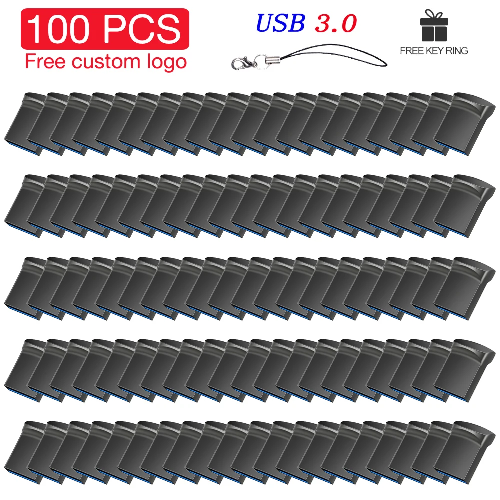 

USB3.0 100 PCS LOT USB 3.0 Flash Drive 128GB Wholesale Memory Stick Free Custom Logo Pen Drive 64GB High Speed Mini Pendrive 32G