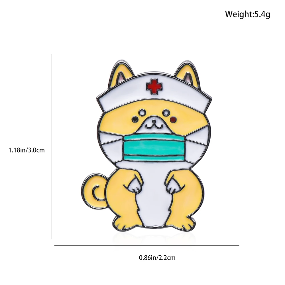 귀여운 동물 의사 브로치 토끼 고양이 개 에나멜 절묘한 핀 라펠 배낭 배지, 동물 애호가 컬렉션 쥬얼리 액세서리