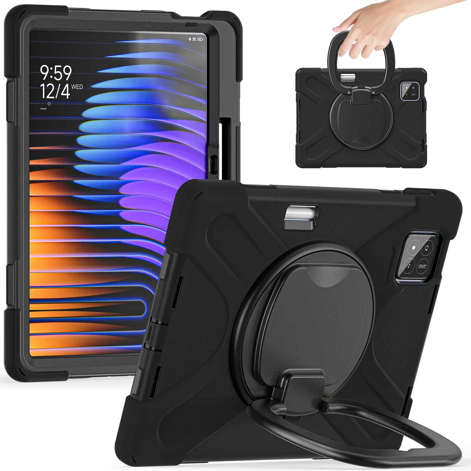 

For Xiaomi 7s Pro 12.5 Inch/Xiaomi 6s Pro 12.4 2024 Tablet Protective Case Thicken Corner Anti-fall Cover with Rotatable Stand
