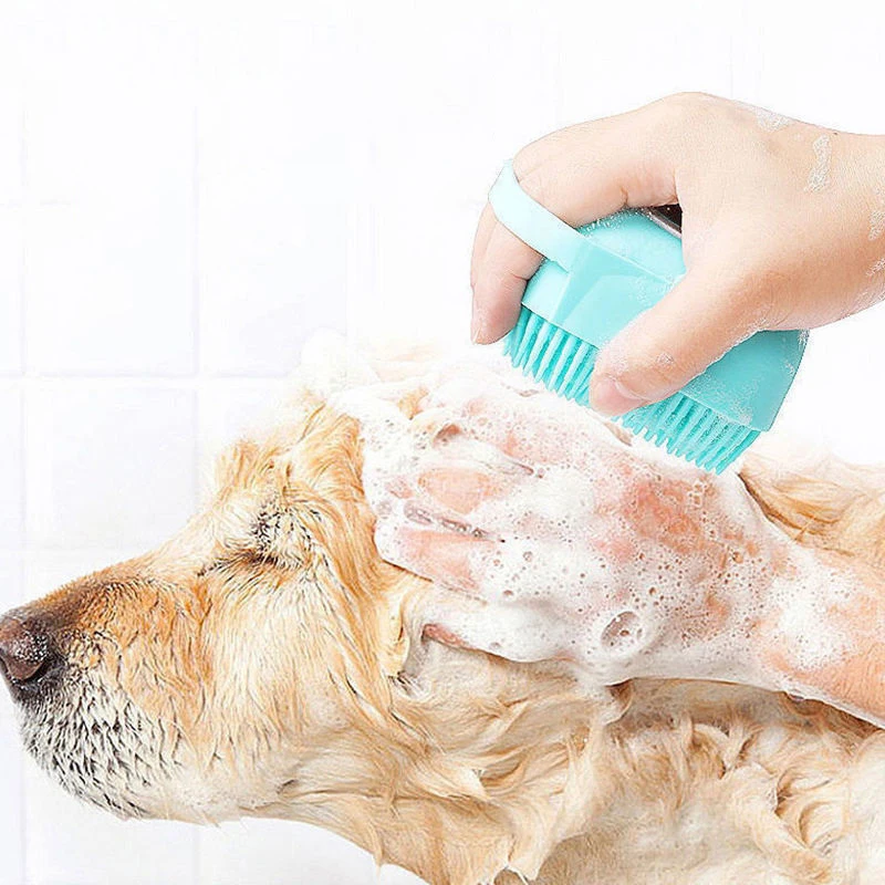 Dog Bath Brush Silicone Pet Shampoo Brush Soap Dog Scrubber Cat Massage Grooming Wash Comb Soft Rubber Puppy Clean Brush