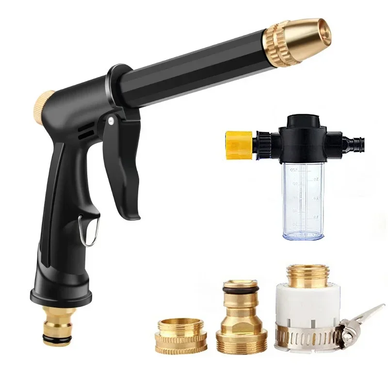 Portable High-Pressure Water Gun Cleaning Car Wash Machine Garden Watering Hose Nozzle Sprinkler Foam Thread Quick Connector