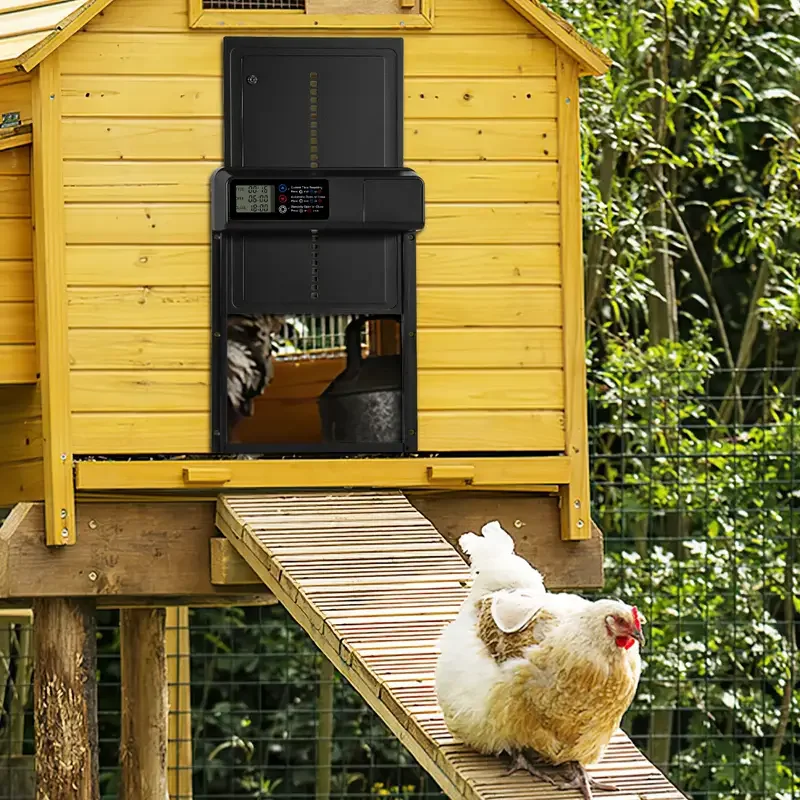 安全ゲート挟み込み防止機能小型ペット用品LCDディスプレイ自動鶏小屋ドア制御開閉式格納ドア