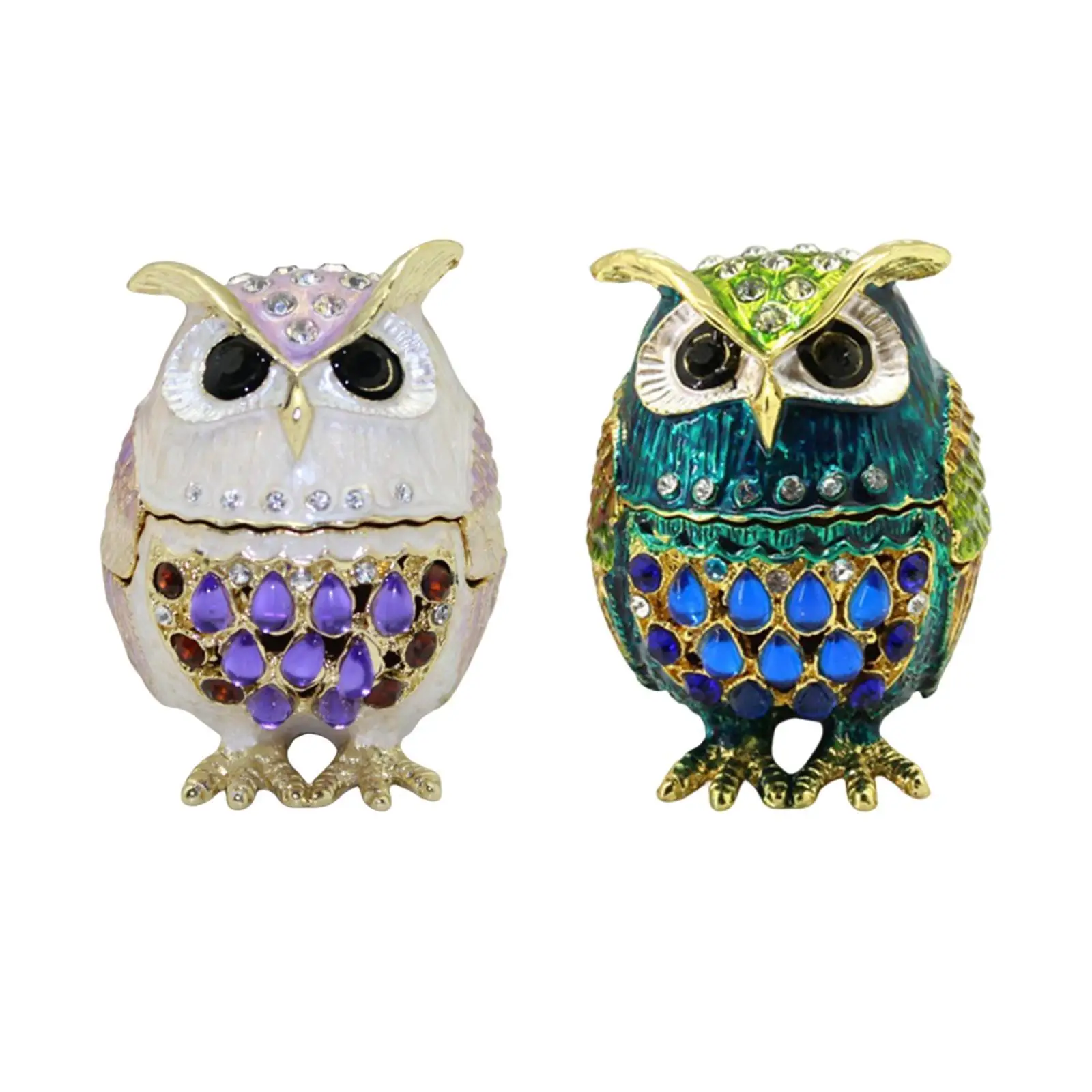 

Шкатулка для драгоценностей, орнамент, портативный футляр для хранения, украшение для подарков, фигурка животного, статуя совы, скульптура из сплава для заколок для женщин