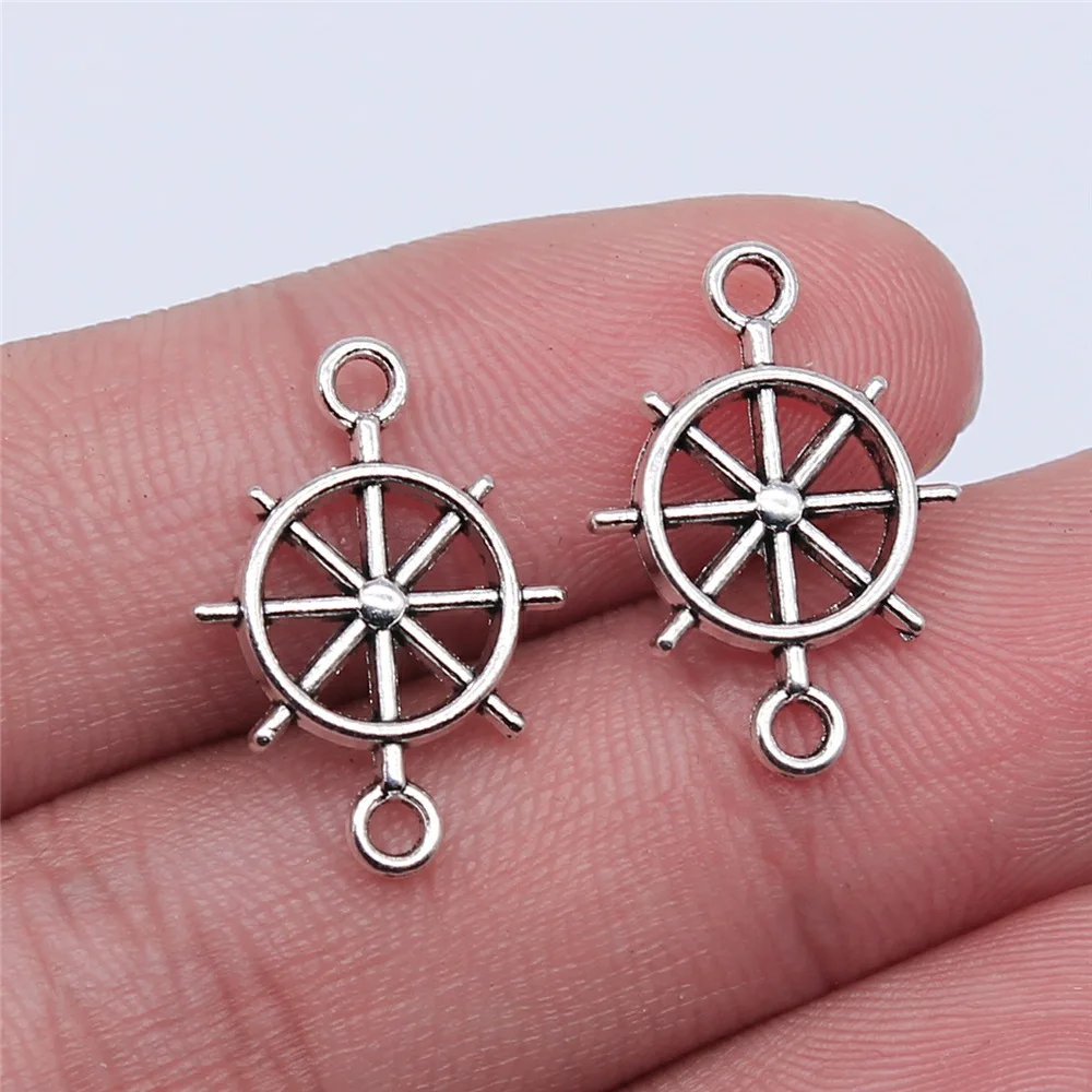 20pcs 21x15mm Antique Silver Color Rudder Connector Charms Pendant Jewelry Making Accessories