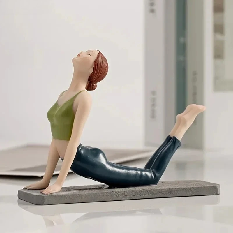 Creative Painted Yoga Girl Figures Statue Crafts Desk Decoration Yoga Sports Character Sculpture Ornaments Room Aesthetics Decor