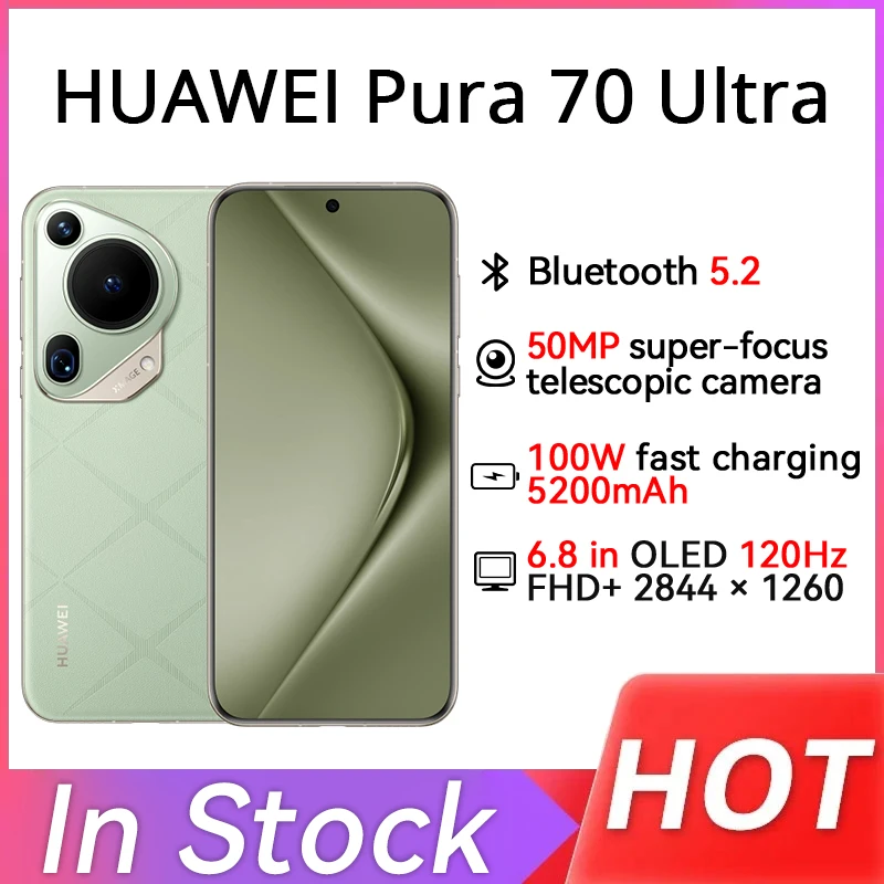 

NEW Huawei Pura 70 Ultra Kirin 9010 Octa Core IP68 50MP OIS Cameras 6.8'' 120HZ OLED 100W Fast Charge 5200mAh HarmonyOS4.2 NFC