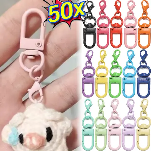 Lobster Clasp Spring Buckle Keychain with Chains Colorful Keyrings for DIY Jewelry Making Carabiner Key Ring Hooks Bags Buckle