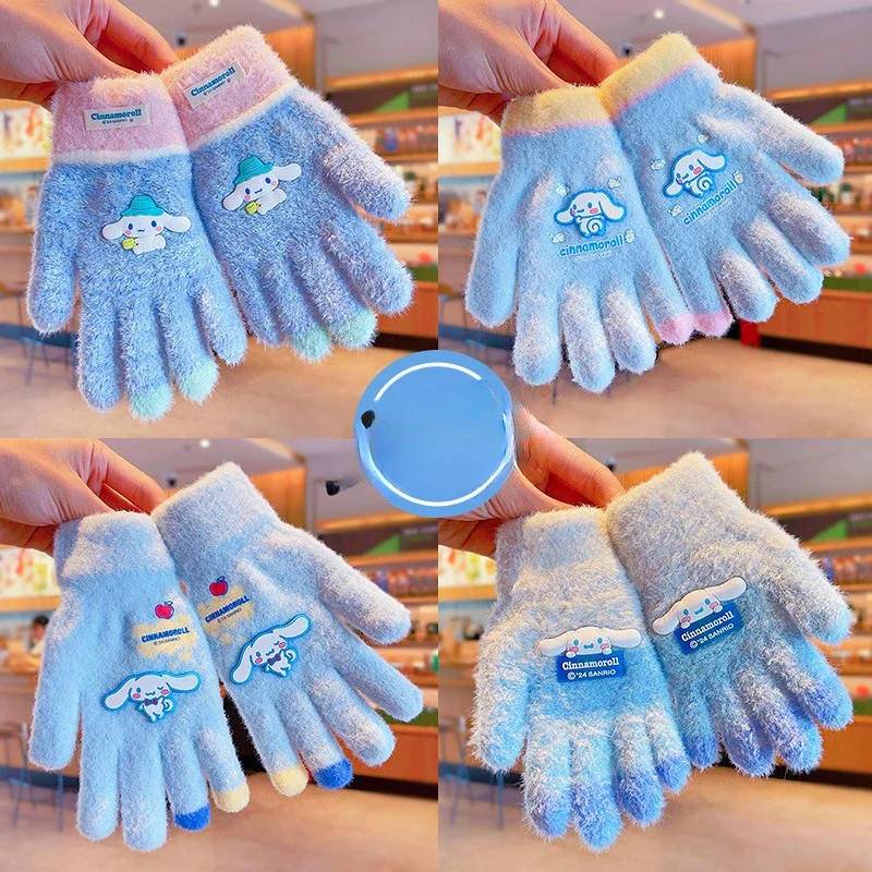 Sanrio Gloves Kawaii My Melody Kuromi Cold-Proof Winter Finger Gloves  Warm Children Toddler Christmas Gifts