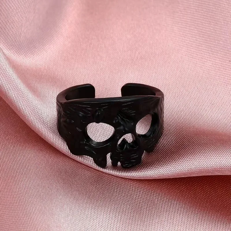 Retro Ghost King Skull Head Ring, Men's and Women's Trendy Open Fashion Ring Punk Jewelry Rings for Men Gothic Rings for Women