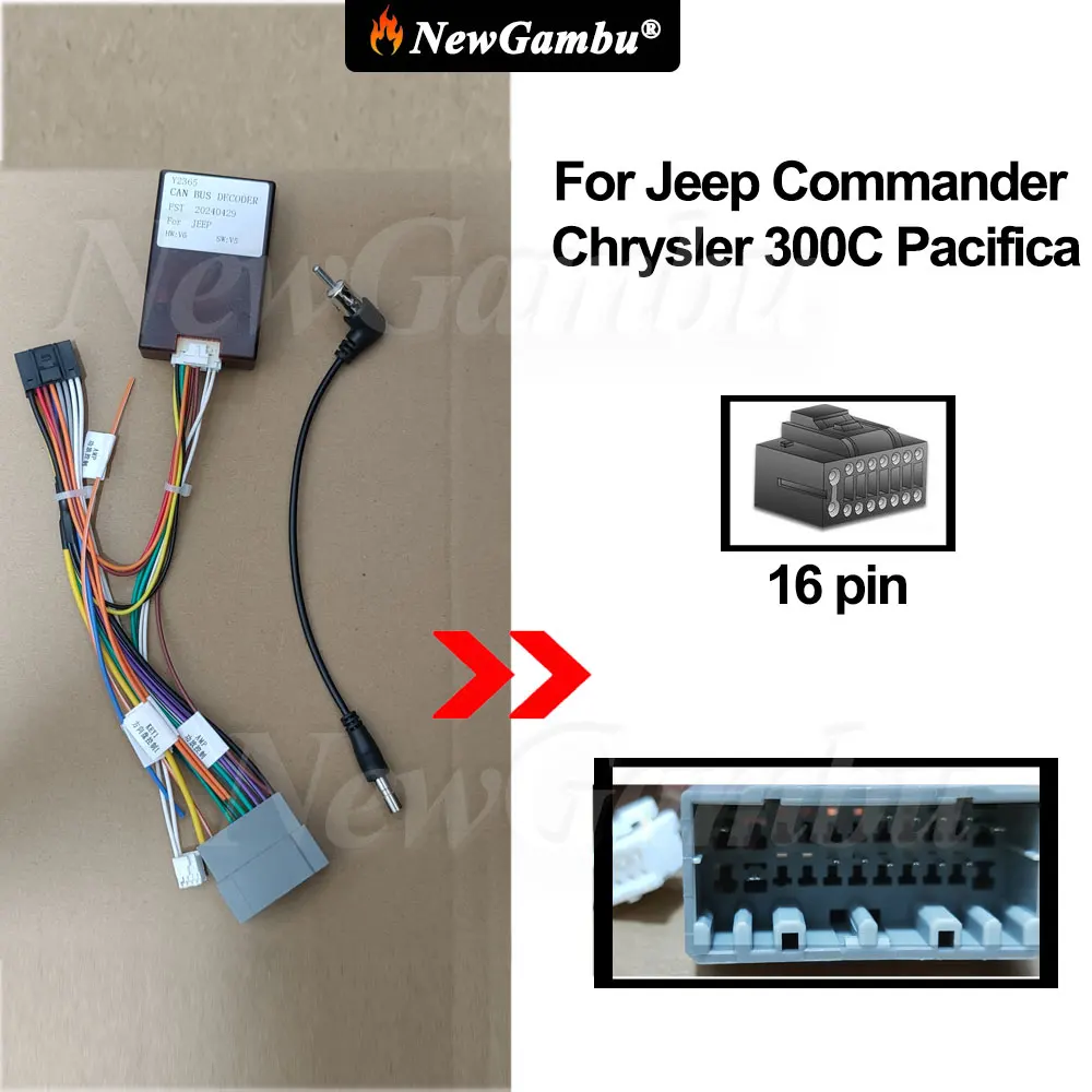 

NewGambu Car Wiring Android Power Cable For Jeep Commander Chrysler 300C Pacifica cable or canbus or canbus and cable