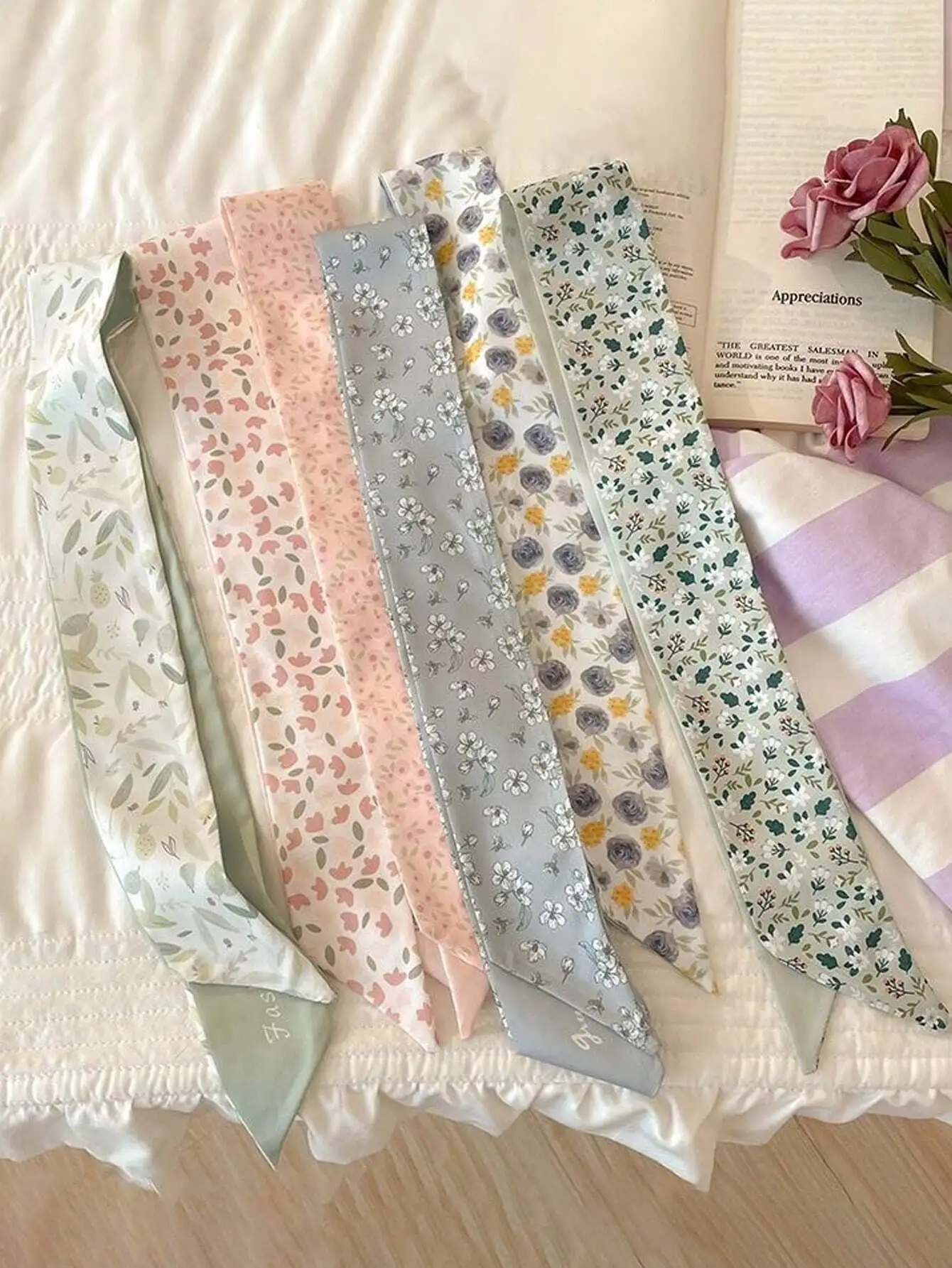 

6pcs Vintage Style Women's Floral, Polka Dot & Plaid Print Hairbands, Fashionable And Versatile, Elegant And Minimalist Chic