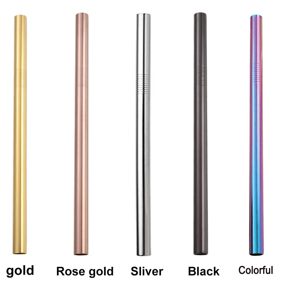 304 Stainless Steel Straw Large Pearl Milk Tea Juice Straight Drink 12mm Drinking Straw Fat Bubble Tea Straws Bar Cocktail Party