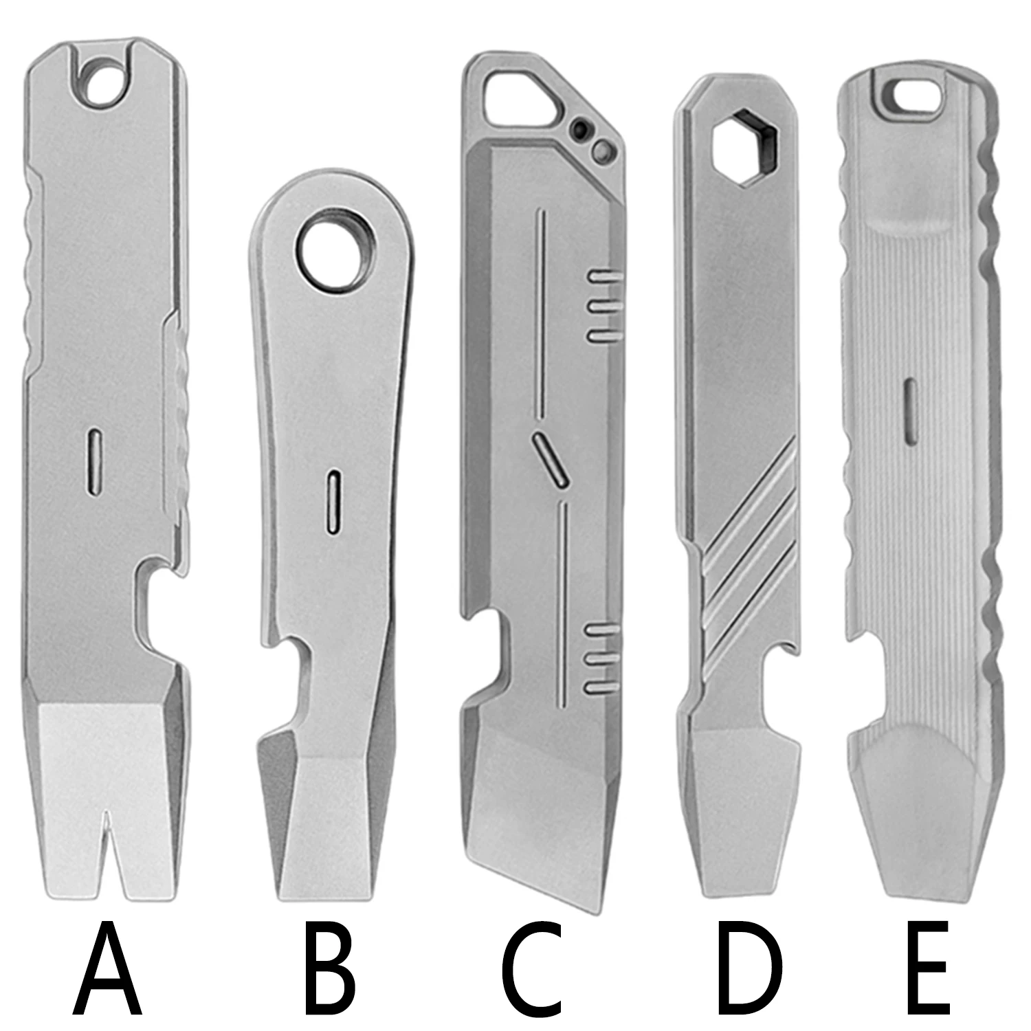 

Multiple types of titanium alloy pry bars, portable EDC tools, outdoor bottle openers