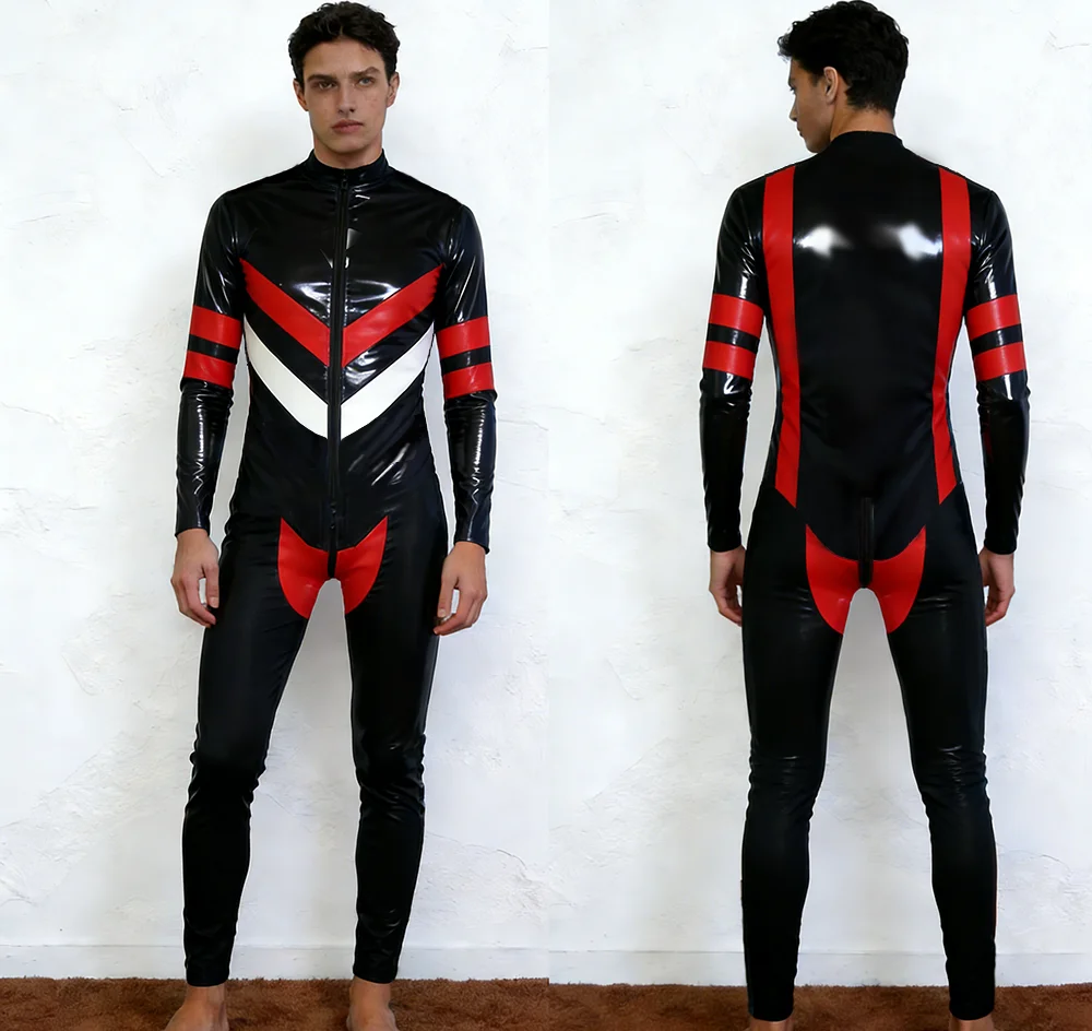 

Latex Rubber Gummi Sports uniform Catsuit Bodysuit Fashion Suit Cosplay Tailored 0.4MM