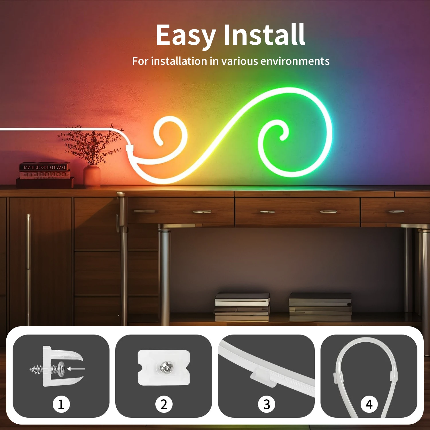 USB DC5V RGBIC Flexible Neon Strip Lights Bluetooth Remote Control Multiple Modes Music Sync Waterproof LED Strip Neon Rope Lamp view 5