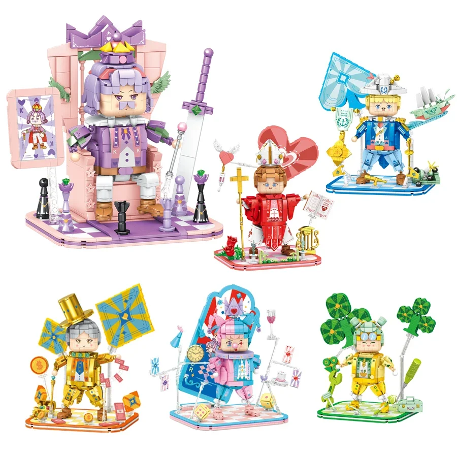 Bloco de construção poker king, pessoas fofas e interessantes, brinquedos de montagem de quebra-cabeça de partículas pequenas, dar presentes para o dia das crianças