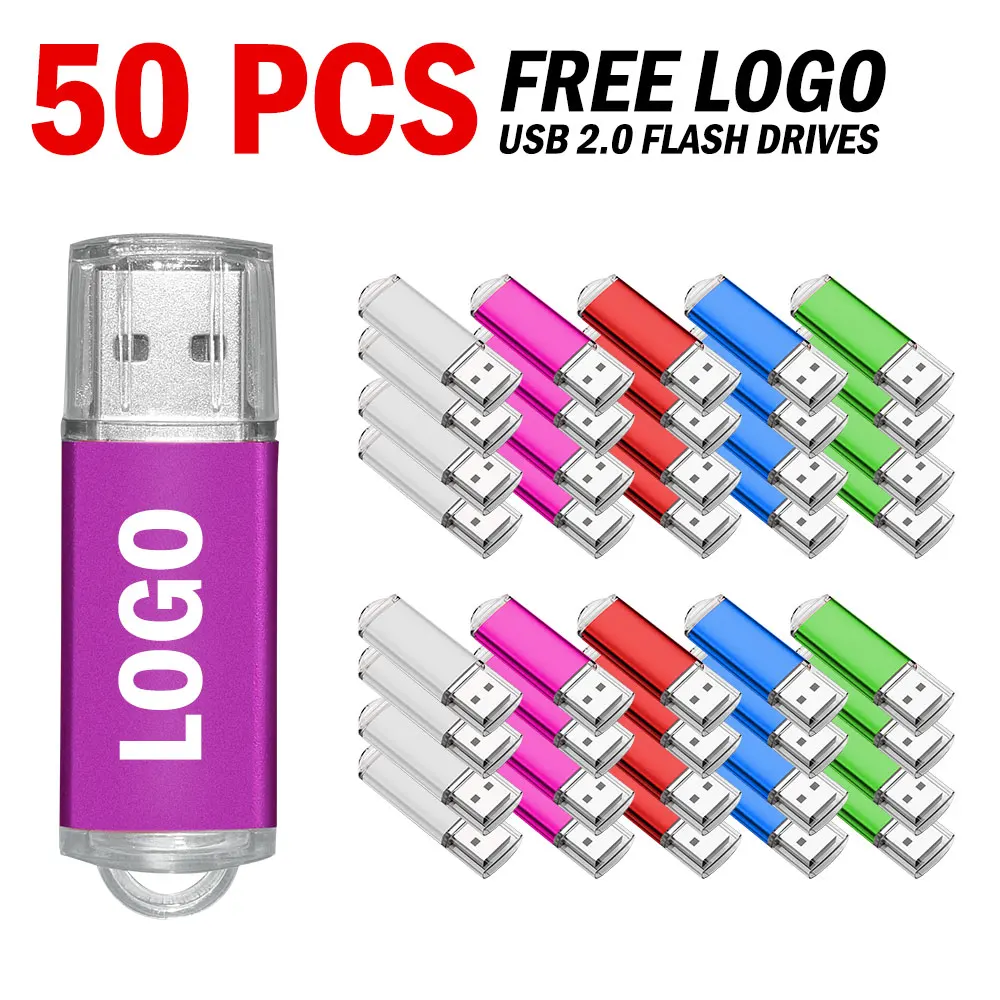 

50pcs/lot Free Custom Logo Business Gifts Metal Pendrive 2gb 1gb USB 2.0 Flash Drive 128mb 512mb 4gb Memory Stick Publicity usb