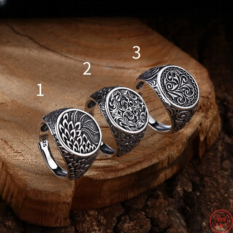 S925 Sterling Silver Charms Rings for Men Women Retro Creative Eternal Rattan Pattern New Fashion Punk Jewelry  ﻿