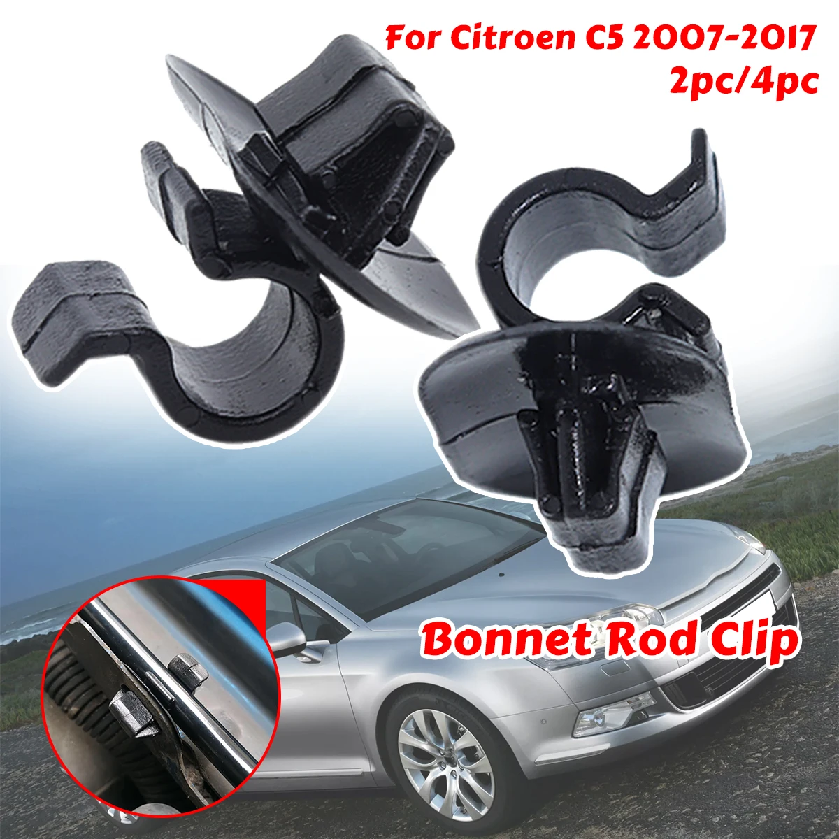 2/4pc Bonnet Rod Clip For Citroen C5 2007-2017 Support Stay Strut Arm Retainer Holder Prop Buckle Clamp Under Lock Hood Fittings