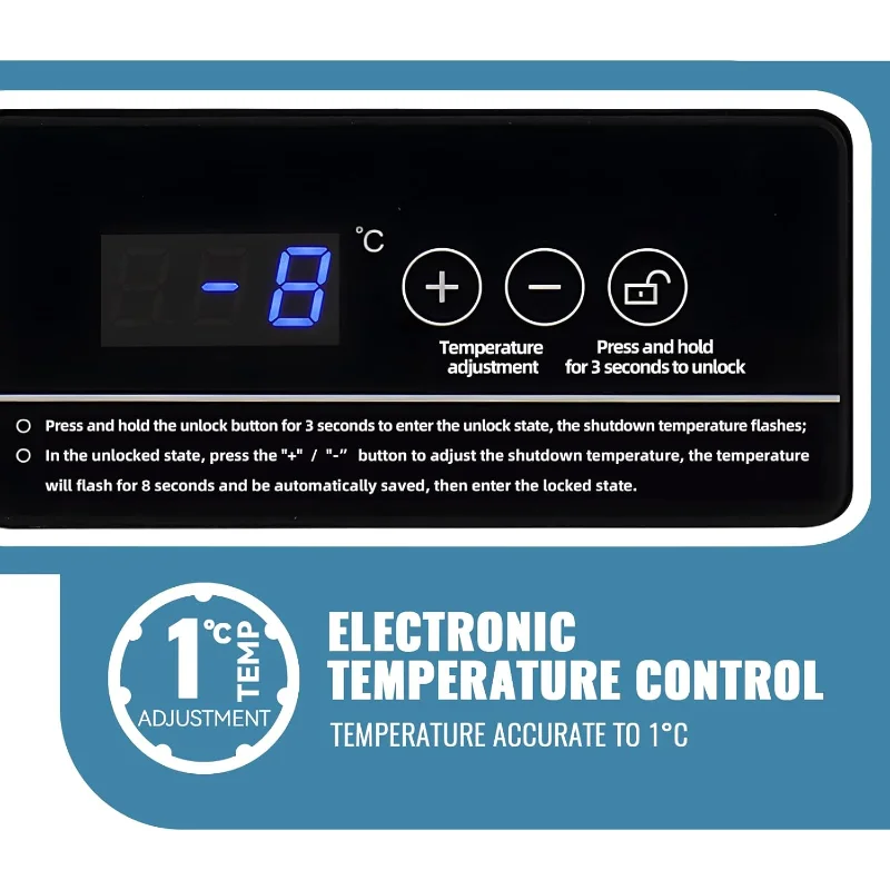 전자 제어 기능이 있는 소형 냉동고 41 ℉   -15로 ℉   탈착식 스테인리스 스틸 2개를 갖춘 독립형 딥 미니 냉동고