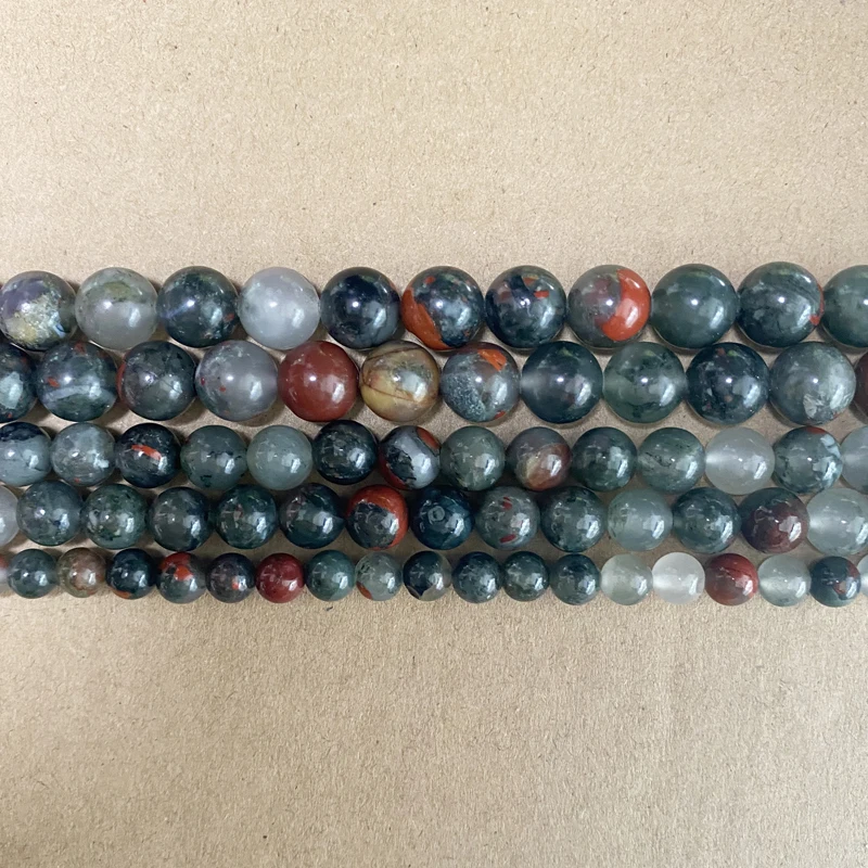 Natural African Bloodstone Round Gem Beads 15\