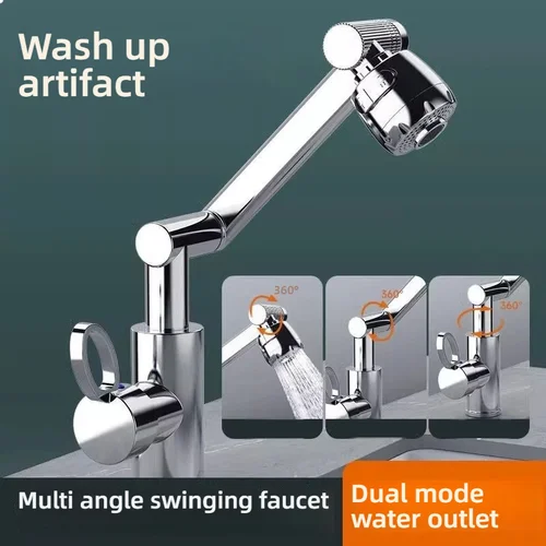 Grifo giratorio Universal de modo Dual, lavabo con brazo robótico, cocina, baño, lavabo doméstico frío y caliente, fregadero