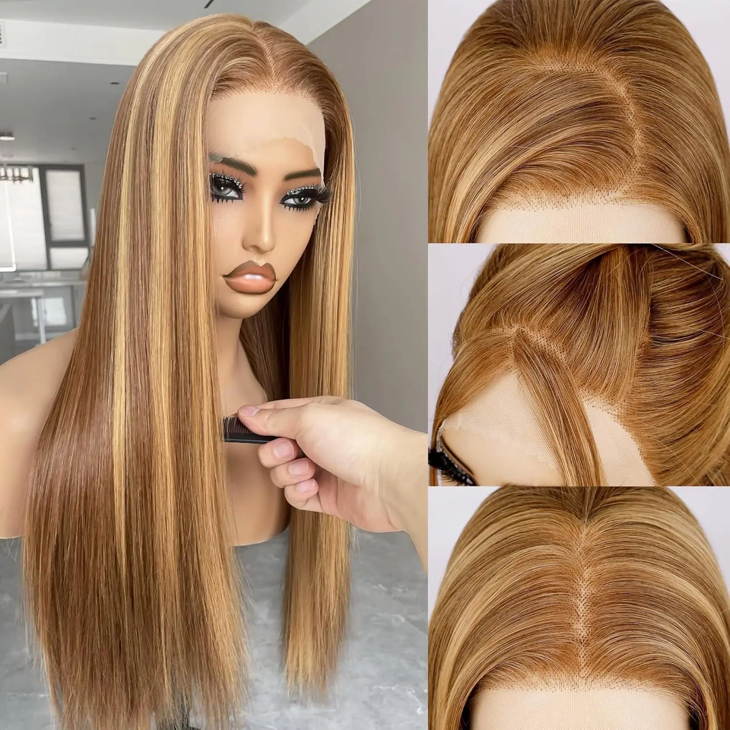 Mother's Day Gift, Simple Style Long Straight Hair Design With Different Color Wigs, Full Hair Set