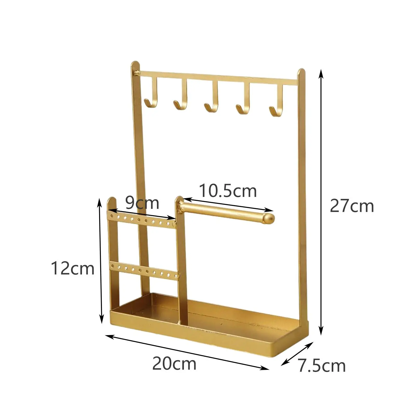 Tabletop Metal Earring Holder, Tray Hanging Tree Earring Display Rings Bracelet Ear Stud Watches Home Use