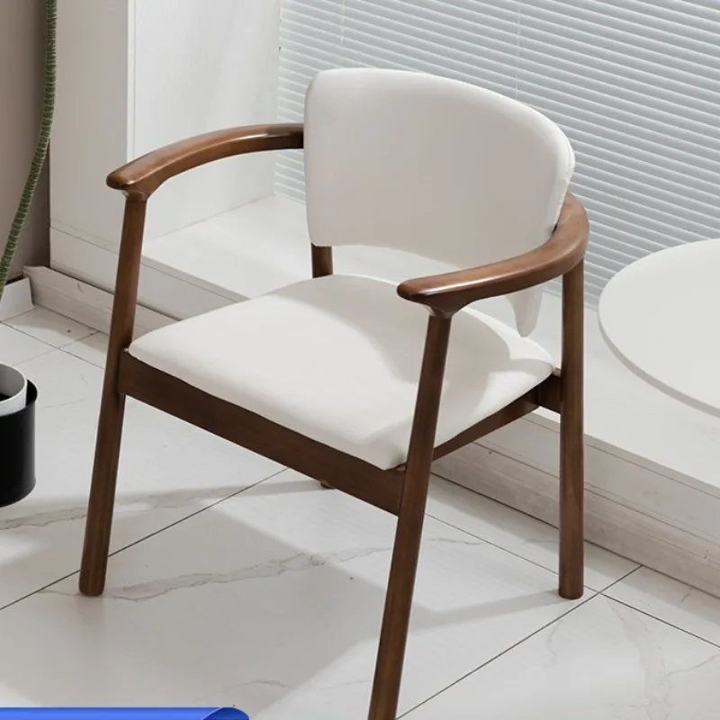 

Nordic simple solid wood dining chair home leisure soft bag back accent chair cafe armrest dining stool furniture