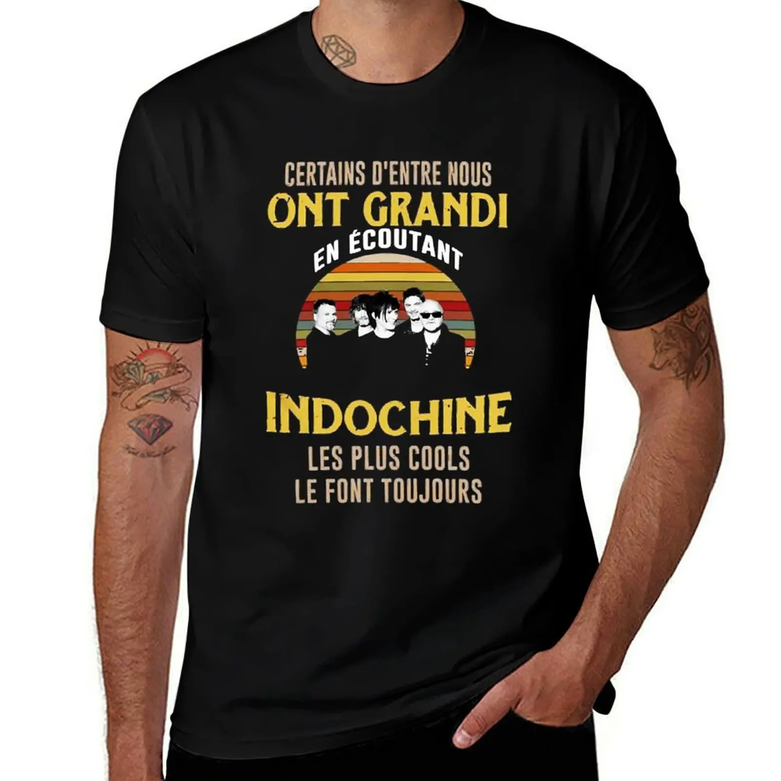 Indochine band logo7 exselna Genres Rock, ?new wave T-Shirt oversizeds animal prinfor boys heavyweight t shirts for men