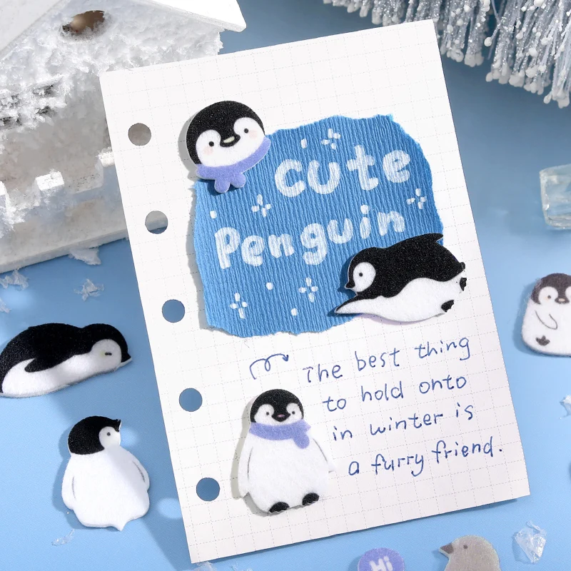 Cute Polar Regions Animals Stickers, Soft Flocked Felt 3D Stickers. Textured Stickers for Adults Scrapbooking & Planner Decor - view 4