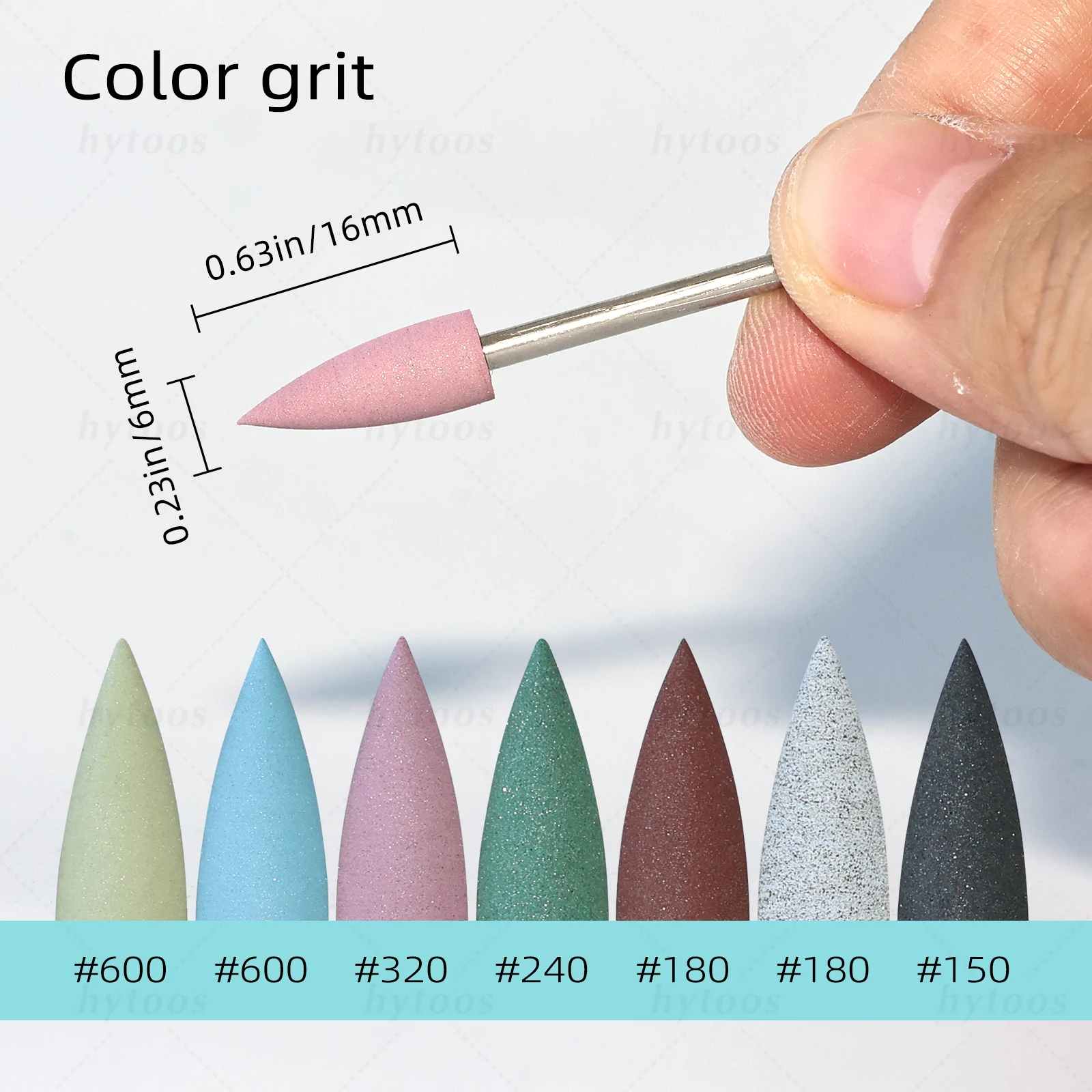 HYTOOS 6*16mmコーン型シリコンネイルドリルビット 3/32インチ ペディキュア研磨ビット ネイルドリル マニキュア＆フットケア前処理ツール