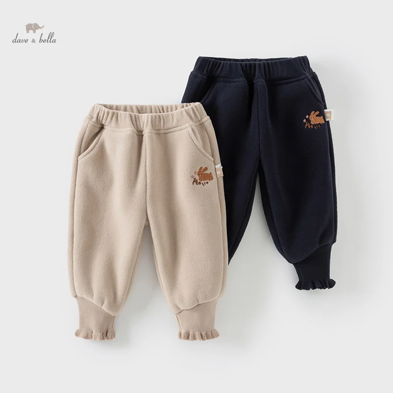 Dave Bella Children's Pants 2024 New Autumn Winter Girls Baby Pants Fashion Gentle Cute Children's Knitted Pants Sport DB4243691