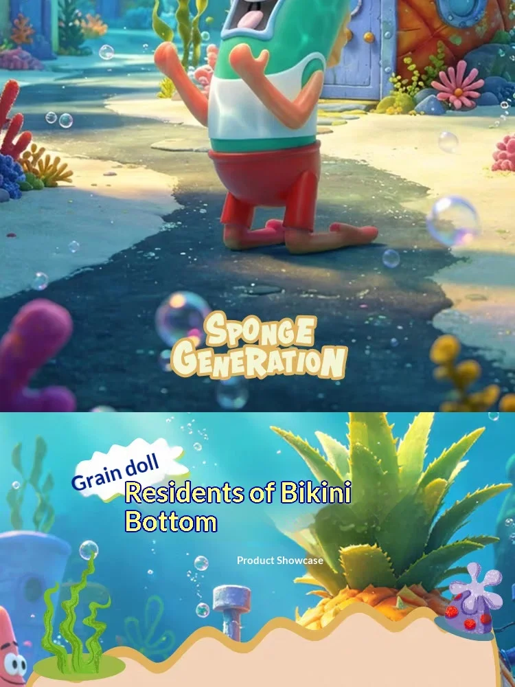Original SpongeBob Bikini Bottom Bewohner Mini-Bean-Figur Blindbox Hintergrund-Fisch-Puppe Tischdekoration Anime Sammlerstück Geschenk – Detail 8