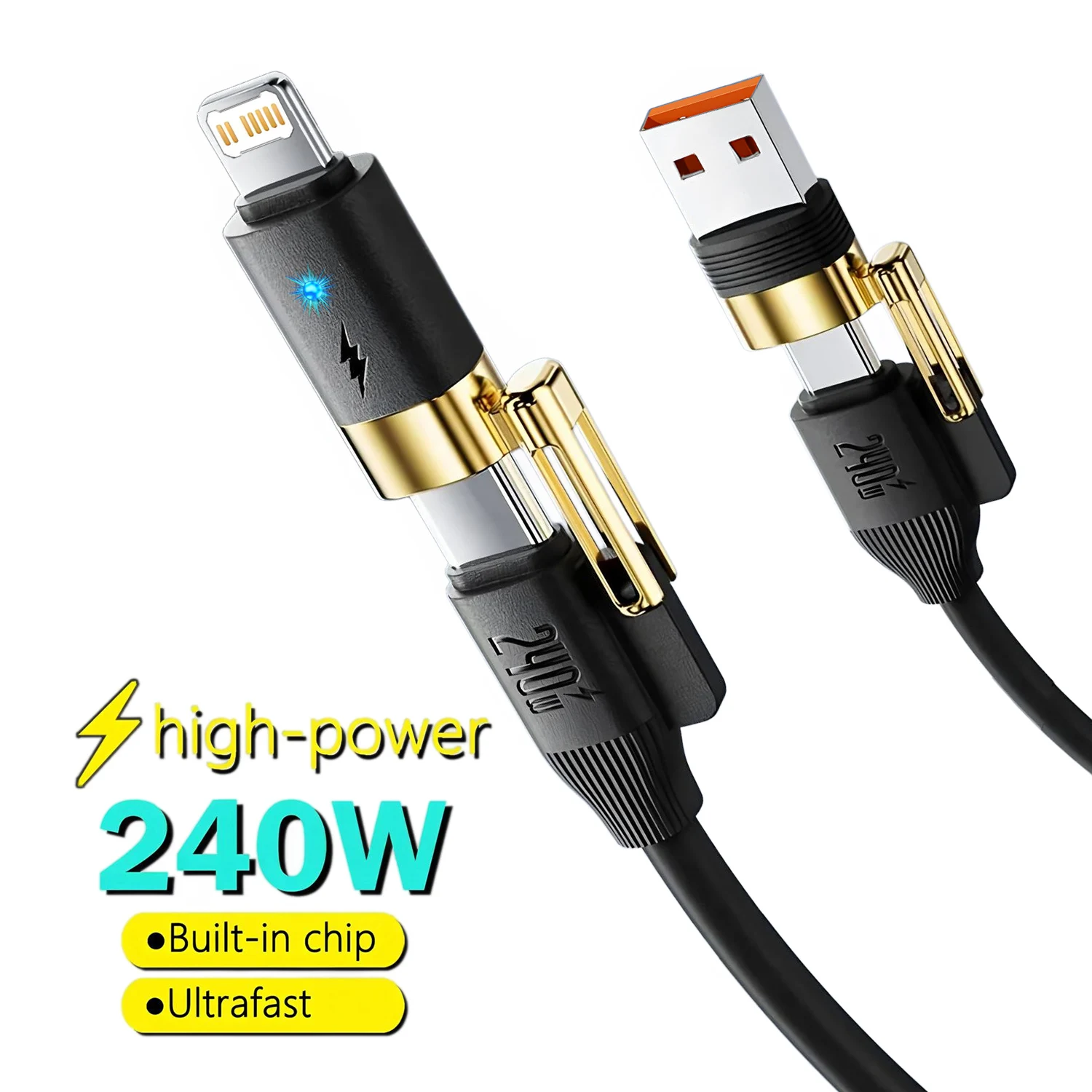 4 In 1 PD 240W USB Type C Data Cable Fast Charging For iPhone 15 14 13 12 11 Samsung Xiaomi Redmi Huawei Wire Cable Fast Charger