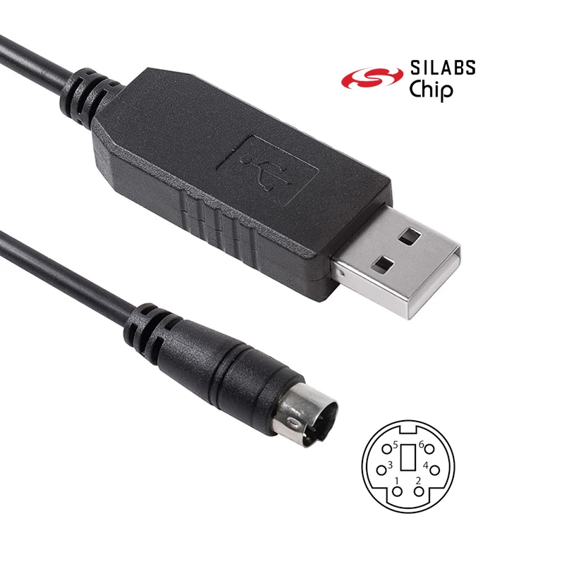 LS XGB XBM XBC PLC to PC RS232 Serial Control Download Cable Silicon Labs CP2102 USB RS232 to 6-pin Mini Din Communication Cable