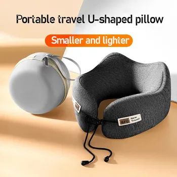 Almohadas de espuma viscoelástica en forma de U para el cuello, almohada suave de rebote lento para viaje espacial, dormir en avión, coche, suministro de salud Cervical