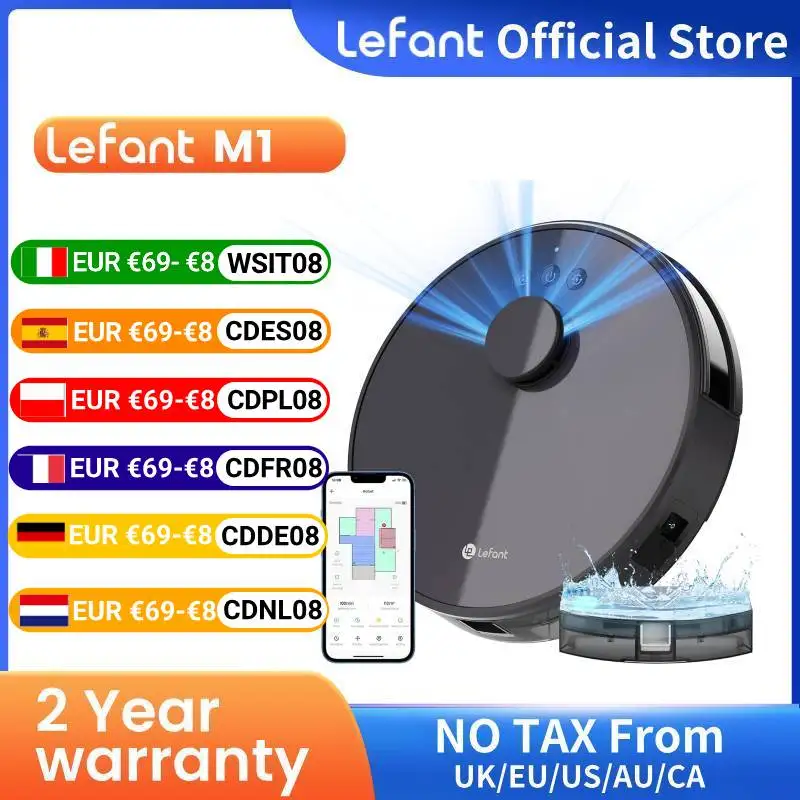 LEFANT M1 wireless Robot Vacuum Cleaner with Mapping, LDS Navigation, 4000Pa Powerful Suction home appliance, 150 Minutes, Grey