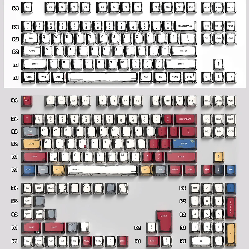 

Механическая клавиатура, колпачки для клавиш Pbt, высота, горячая сублимация, стиль комиксов, компьютерная офисная мышь и аксессуары для клавиатуры