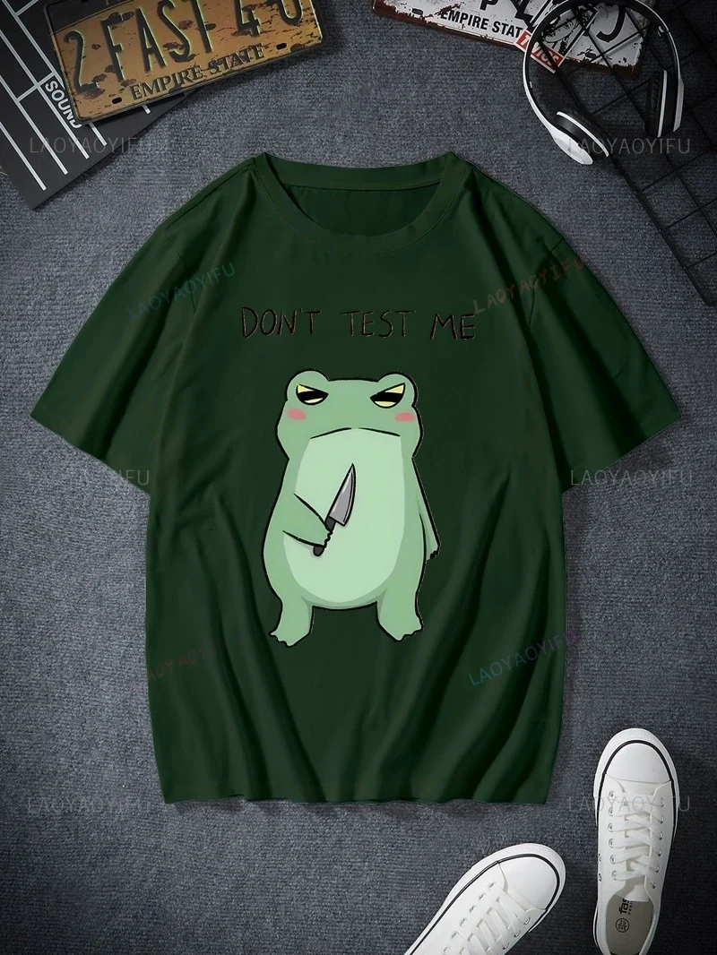 Strong Frogman - Divertente "Sad Frog" per curare l'umore depressa, la rana - Camicia stampata T-shirt casual in cotone sciolto a maniche corte unisex